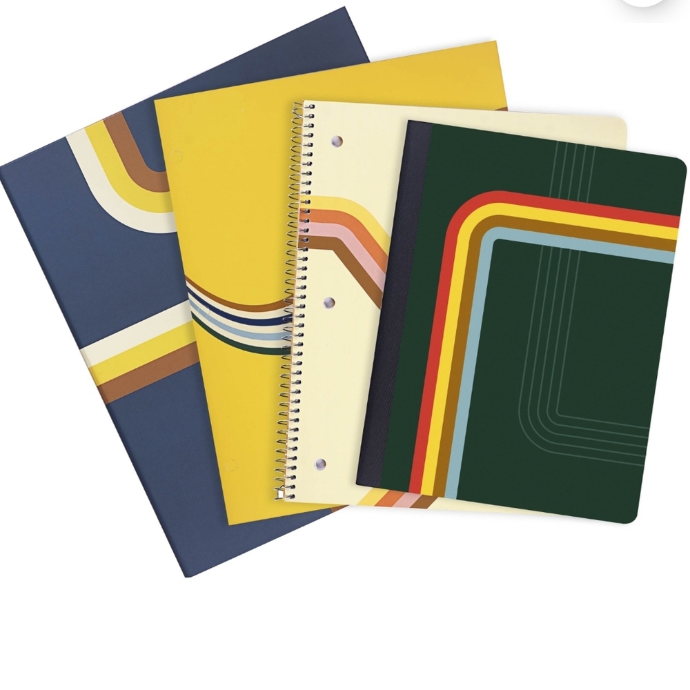U Style 4 Pack Fashion Stationery Bundle, 3-Ring 1" Binder, Spiral Note